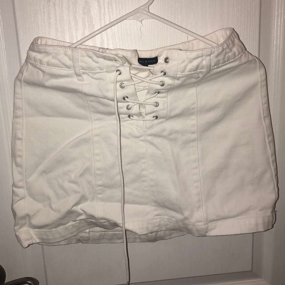 White jean skirt